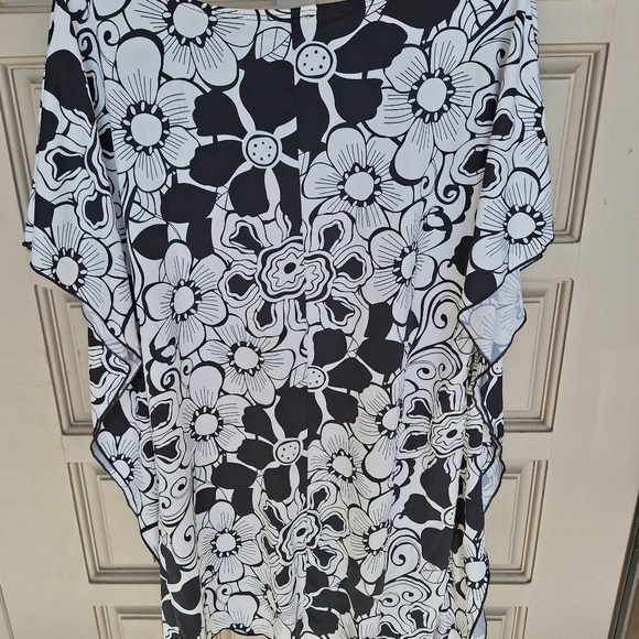 VTG Thanx Collection CoverUp SzL Wht/Blk Dolman Sleeve No Belt - Picture 8 of 9